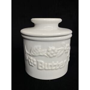 Butter Bell Dish White Raised Floral L. Tremain Fresh Creamy 2008
